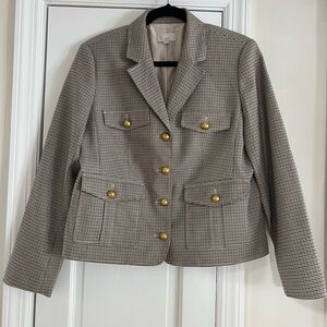 LOFT Houndstooth Blazer with Gold Buttons